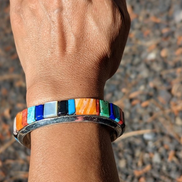 Navajo Bracelet Vintage Turquoise Jewelry Native American Signed Silver *** - Picture 8 of 8